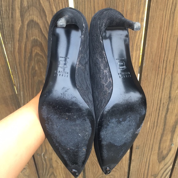 BLACK STUART WEITZMAN HEELS W/ EMBELLISHMENT - Picture 3 of 7